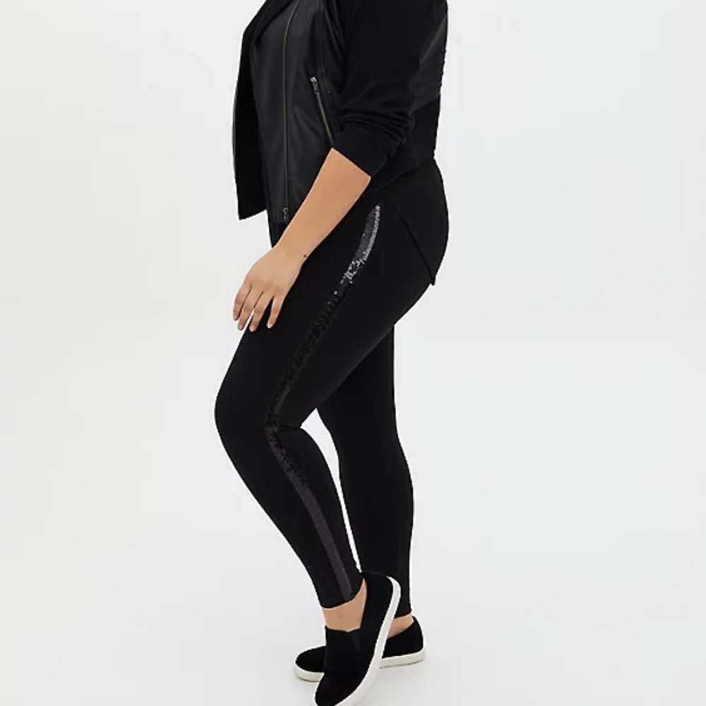 Torrid Platinum Sequin stripe ponte Leggings